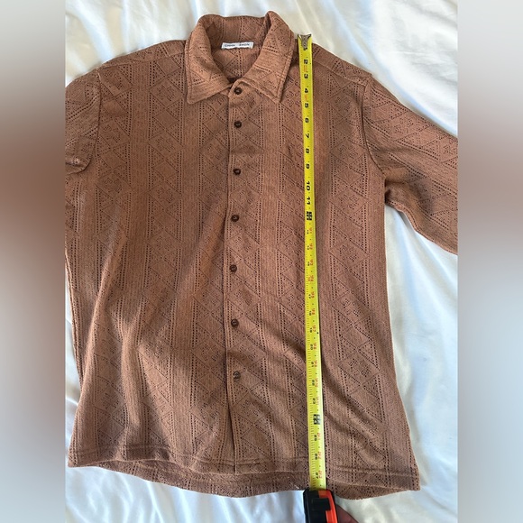 CMMN SWDN Brown Patterned Lace Men's Shirt - Picture 5 of 5